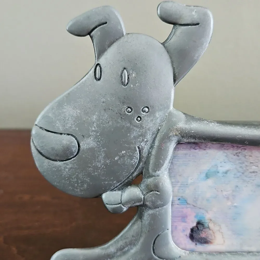 Gray Dog-Shaped Photo Frame